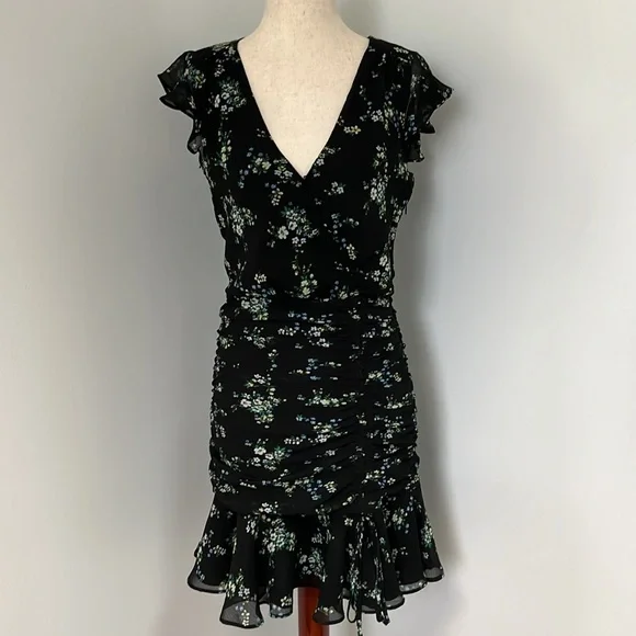 black mini dress with white Delta Mini Dress
